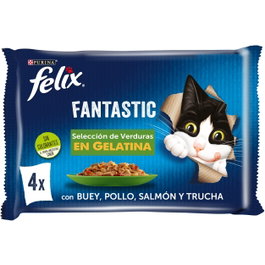Purina FELIX FANTASTIC Selección de Verduras 12x4x85g