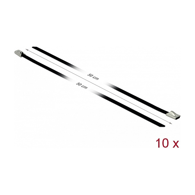 DeLOCK 18812 Bridas de acero inoxidable 500 x 4,6 mm Negro