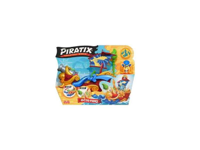 Magic Box Barco Piratix Pirate Octo Fury incluye barco, capitán y tesoro exclusivo, 15,7x20x7,4 cm