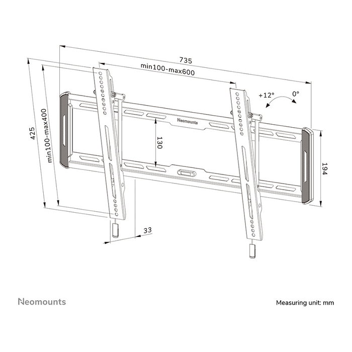 Neomounts WL35-550BL16 Soporte de pared inclinable para TV 42-86 pulgadas Neomounts WL35-550BL16 Soporte de pared inclinable para TV 42-86 pulgadas