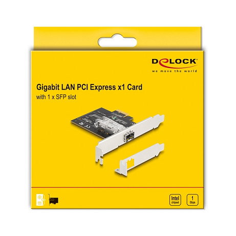 DeLOCK Tarjeta de Red PCI Express x1 i210, 1 Puerto Gigabit LAN SFP Fibra, Intel I210, 1000 Mbit/s, para PC/Server