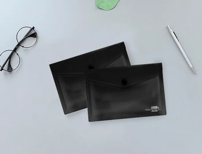 Liderpapel Dossier Carpeta Broche Polipropileno DIN A7 Negro Opaco Resistente 180 micras