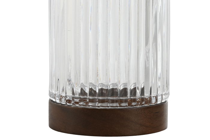 DKD Home Decor Vaso Transparente y Marrón de Cristal con Acacia 7.5 x 11.5 x 7.5 cm (6 Unidades) Apto para Lavavajillas