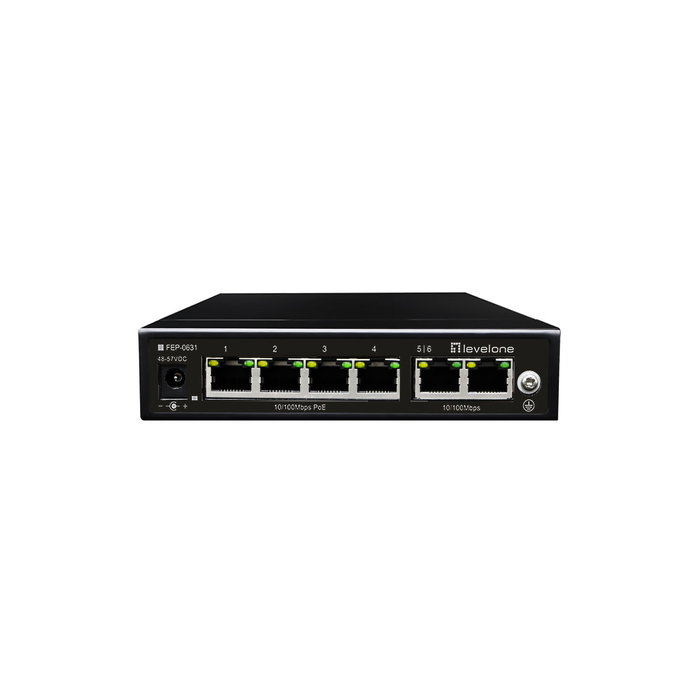 LevelOne FEP-0631 Switch de 6 puertos Fast Ethernet con 4 puertos PoE+ LevelOne FEP-0631 Switch de 6 puertos Fast Ethernet con 4 puertos PoE+