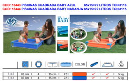 Piscina Cuadrada Baby Azul 85x15 cm