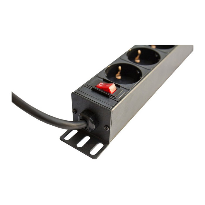 Good Connections Alcasa GC-N0075 Regleta de PDU 4 Tomas 250V Aluminio Interruptor con Seguridad Interior Negro Rojo 19 Pulgadas
