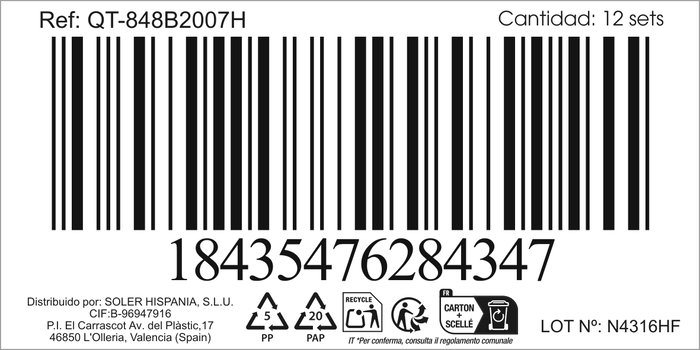 Inde Set 3 Tenedores de Mesa Classic 20 cm (12 Cajas)