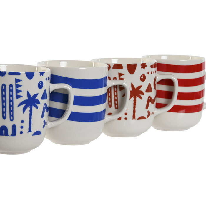 DKD Home Decor Set de 4 Tazas de Porcelana Surtidas de 380 ml DKD Home Decor Set de 4 Tazas de Porcelana Surtidas de 380 ml