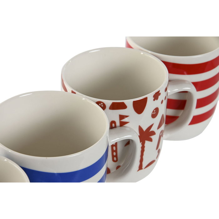 DKD Home Decor Set de 4 Tazas de Porcelana Surtidas de 380 ml DKD Home Decor Set de 4 Tazas de Porcelana Surtidas de 380 ml