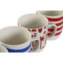 DKD Home Decor Set de 4 Tazas de Porcelana Surtidas de 380 ml