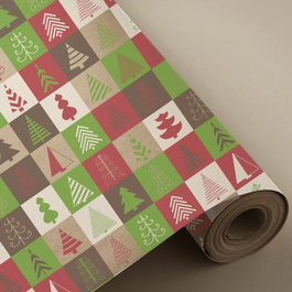 PRYSE Bobina de papel de regalo cuadros de árboles 62cm x 4kg