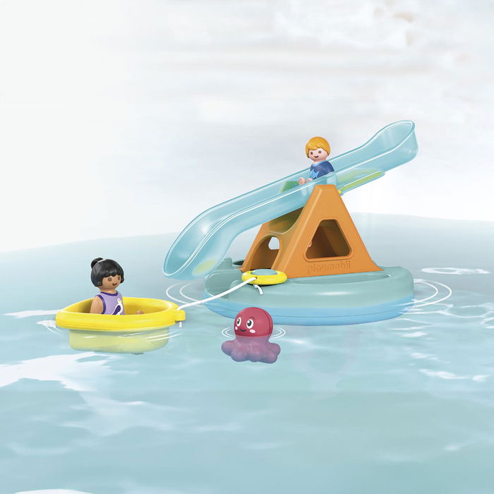 Playmobil Isla De Baño Con Tobogán 71687 Junior Diversión Acuática Con Barco y Pulpo Para Bebés +12 Meses