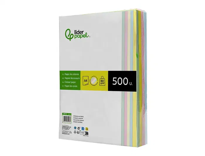Liderpapel Papel Color A4 80gr 500 Hojas (5 Colores Surtidos) para Impresora Ink-jet, Laser y Fotocopiadoras Liderpapel Papel Color A4 80gr 500 Hojas (5 Colores Surtidos) para Impresora Ink-jet, Laser y Fotocopiadoras