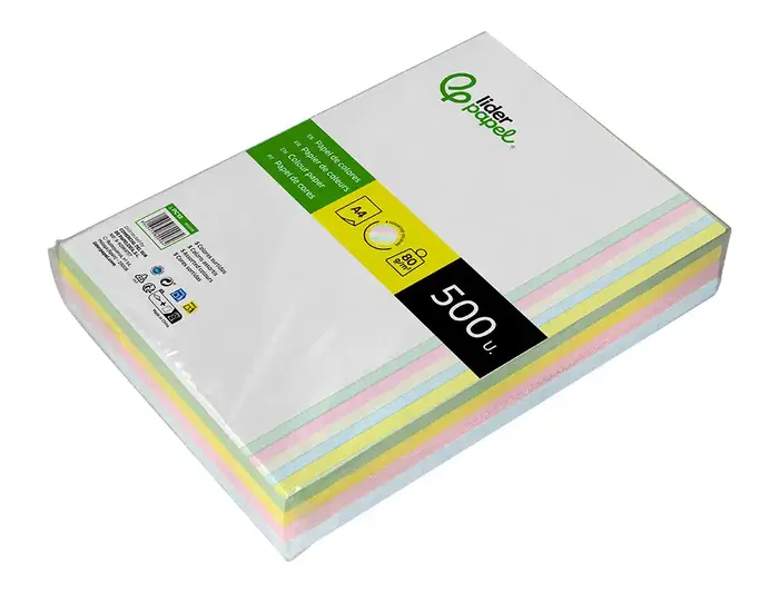 Liderpapel Papel Color A4 80gr 500 Hojas (5 Colores Surtidos) para Impresora Ink-jet, Laser y Fotocopiadoras Liderpapel Papel Color A4 80gr 500 Hojas (5 Colores Surtidos) para Impresora Ink-jet, Laser y Fotocopiadoras