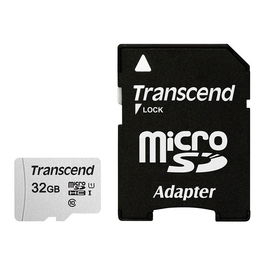 Transcend Tarjeta microSDHC de 32GB USD300S-A Clase 10 UHS-I U1 A1 con Adaptador SD Velocidad de Lectura 95 MB/s Escritura 25 MB/s
