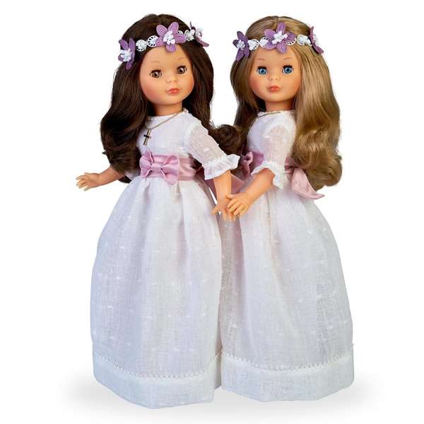 Famosa Muñeca Nancy Comunión Morena 48 cm con Corona de Flores Reedición 2023