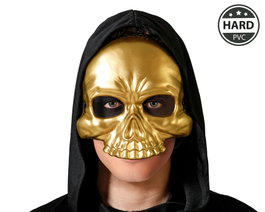Máscara de Calavera Dorada en PVC Rígido con Diseño Brillante
