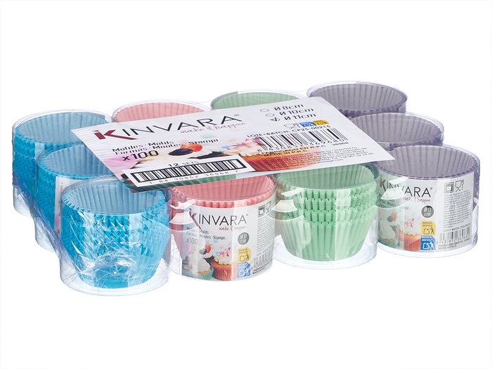 Kinvara Set 100 Moldes Papel Reposteria 11 cm Surtidos (Set de 48)