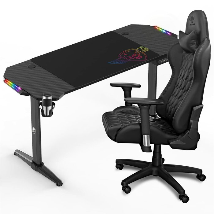 Mesa de Escritorio Spirit of Gamer Headquarter 800 Negro Madera MDF 140 x 60 cm