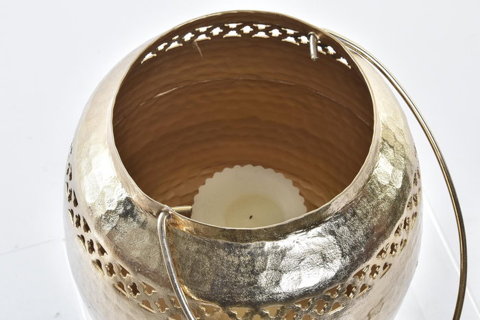 DKD Home Decor Zaatar Portavelas Árabe Cobre Dorado Aluminio 21 x 21 x 21 cm (2 Unidades)