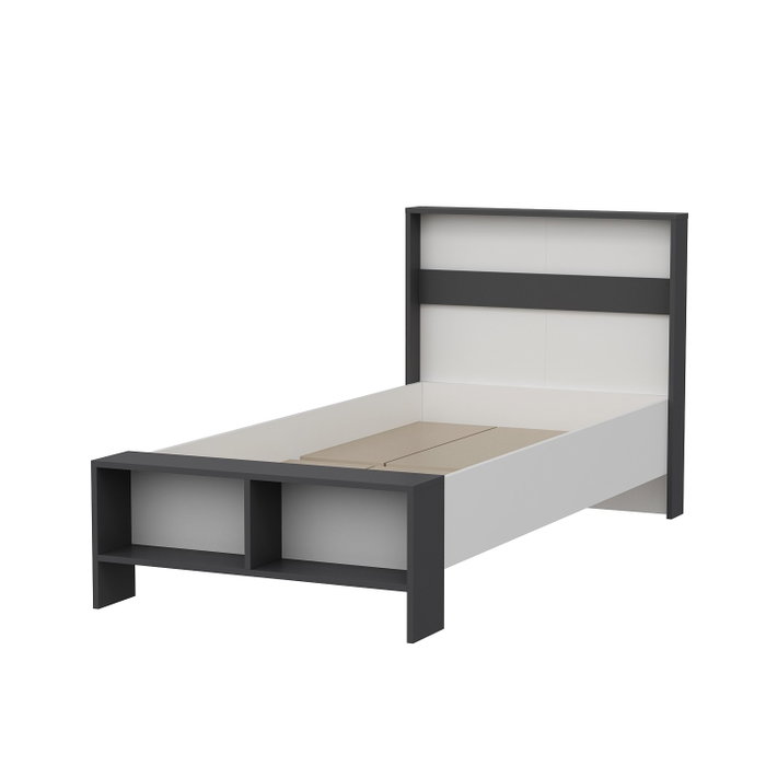 Hanah Home Somier Individual Blanco y Antracita 190 x 90 x 69 cm