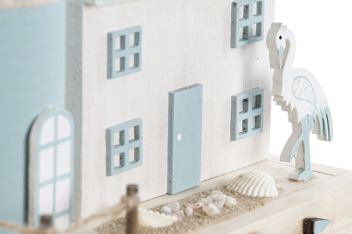 DKD Home Decor Faro Casa Decorativo Azul Marino y Azul Madera 8.5 x 30 x 17 cm (2 Unidades)