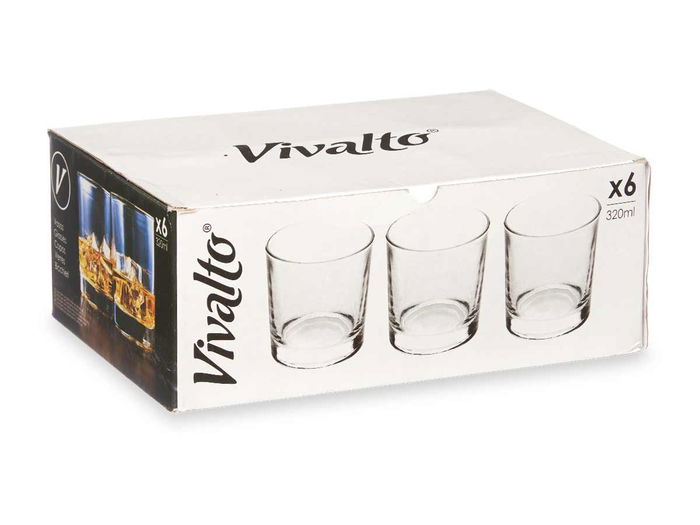 Vivalto Vaso de Vidrio para Whisky 320 ml 8.9 x 9.5 x 8.9 cm Transparente (Set de 24)