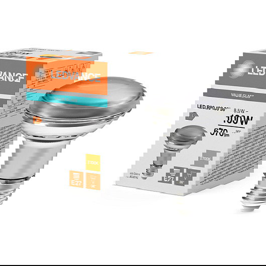 OSRAM R8010036 Bombilla LED Reflector R80 8.5W 670lm 2700K Blanco Cálido E27, 36° de Ángulo de Haz, Equivalente a 100W, 15000h de Duración