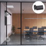 Emuca Bisagra para puerta de cristal con embellecedor, bisagra horizontal con pala de 40mm, para puerta de 8-12mm, aluminio y acero, pintado negro