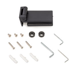Emuca Bisagra para puerta de cristal con embellecedor, bisagra horizontal con pala de 40mm, para puerta de 8-12mm, aluminio y acero, pintado negro