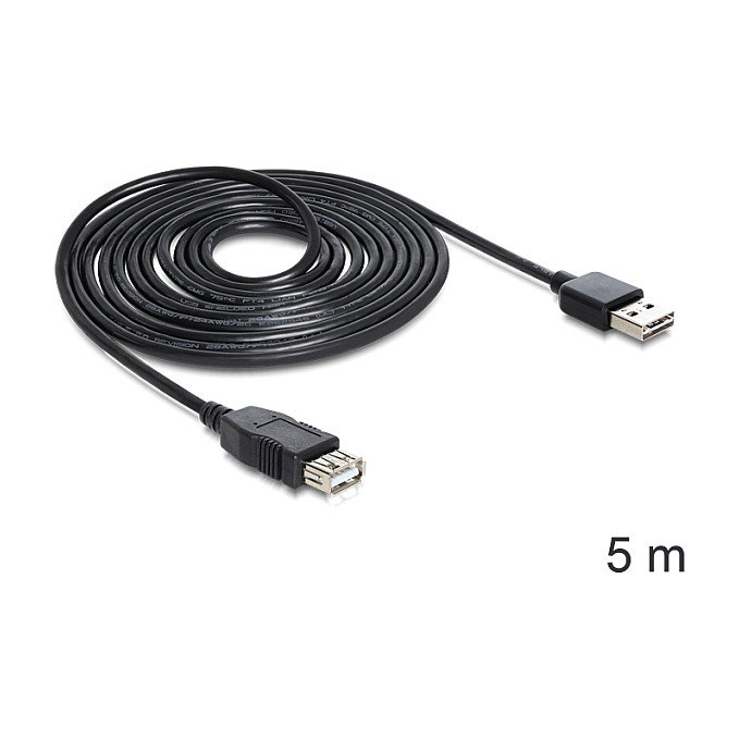DeLOCK EASY-USB 2.0-A Cable de extensión USB Tipo-A de 5 m, Negro DeLOCK EASY-USB 2.0-A Cable de extensión USB Tipo-A de 5 m, Negro