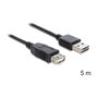 DeLOCK EASY-USB 2.0-A Cable de extensión USB Tipo-A de 5 m, Negro