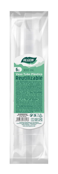 Algon Set de 6 Vasos Tubo PP 300ml 6 x 14.7 cm (70 Unidades)