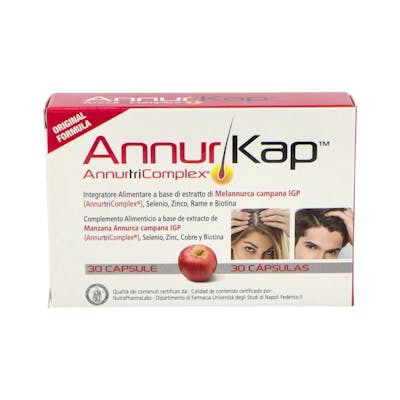 Annurkap 30 Cápsulas - Complemento Alimenticio para el Cabello con Melannurca, Biotina, Selenio y Zinc