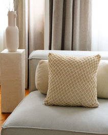 Aberto Design KET003 Funda de Cojín 100% Algodón 43x43cm Beige, Añade Elegancia y Confort a Tu Hogar