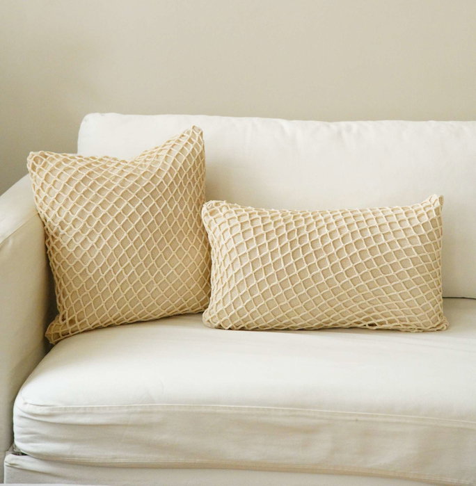 Aberto Design KET003 Funda de Cojín 100% Algodón 43x43cm Beige, Añade Elegancia y Confort a Tu Hogar
