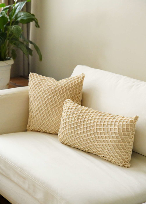 Aberto Design KET003 Funda de Cojín 100% Algodón 43x43cm Beige, Añade Elegancia y Confort a Tu Hogar
