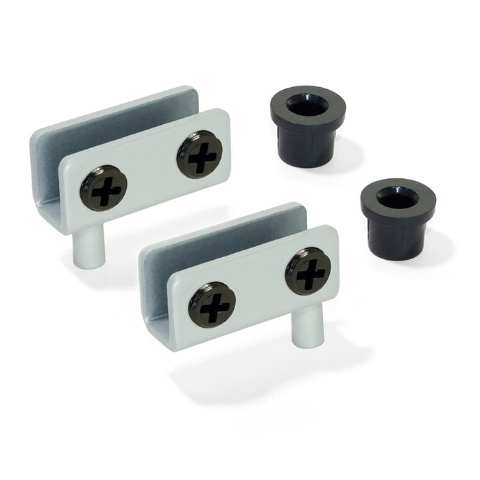 Emuca Juego de bisagras interiores para puerta cristal, 4-6mm espesor, Acero, Gris metalizado Emuca Juego de bisagras interiores para puerta cristal, 4-6mm espesor, Acero, Gris metalizado
