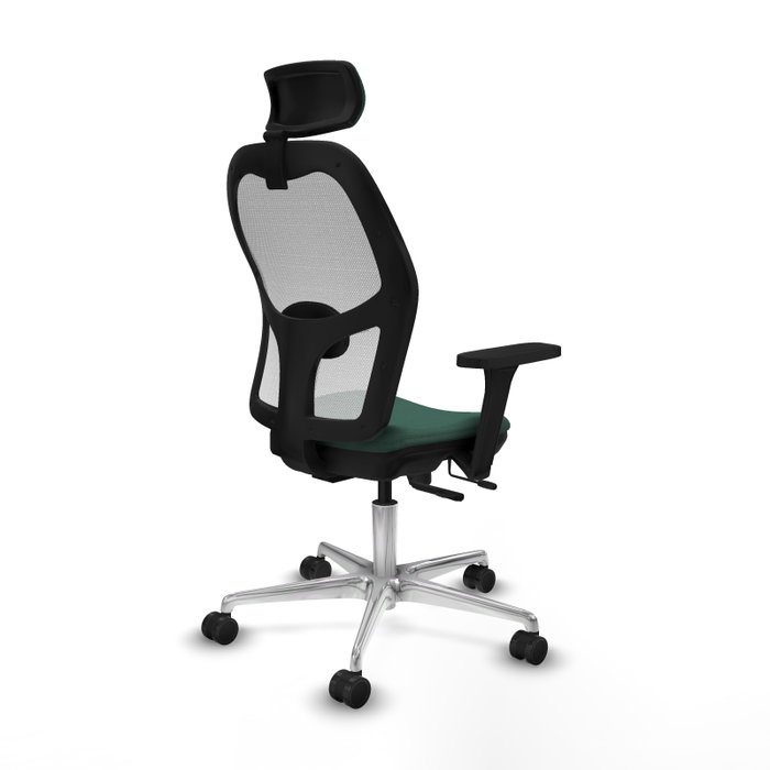 PIQUERAS Y CRESPO Silla de oficina Jorquera con mecanismo Sincro/Traslack, Verde botella y Blanco