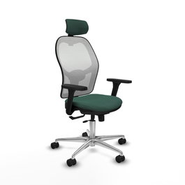 PIQUERAS Y CRESPO Silla de oficina Jorquera con mecanismo Sincro/Traslack, Verde botella y Blanco