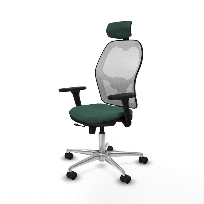 PIQUERAS Y CRESPO Silla de oficina Jorquera con mecanismo Sincro/Traslack, Verde botella y Blanco