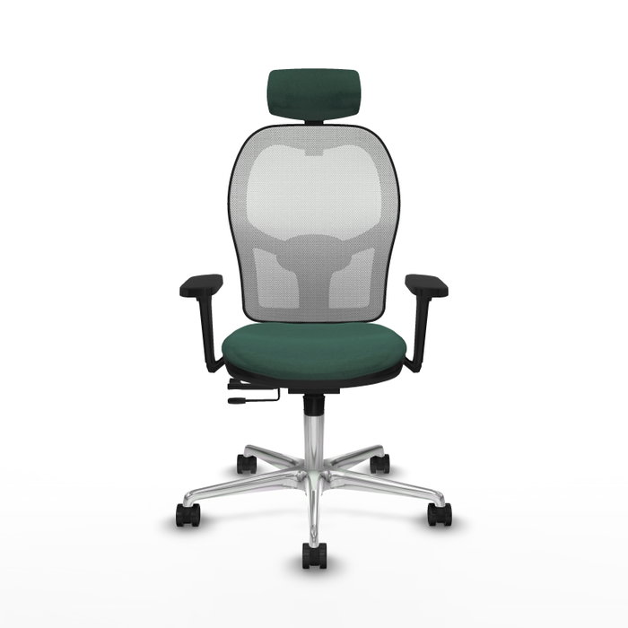 PIQUERAS Y CRESPO Silla de oficina Jorquera con mecanismo Sincro/Traslack, Verde botella y Blanco