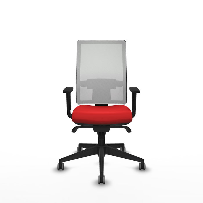 Silla de oficina Horna con mecanismo Sincro tapizada con Similpiel color Rojo y malla color Blanco. Equipada con lumbar 1D, Brazos 1D y Ruedas 65 mm parqué Silla de oficina Horna con mecanismo Sincro tapizada con Similpiel color Rojo y malla color Blanco. Equipada con lumbar 1D, Brazos 1D y Ruedas 65 mm parqué