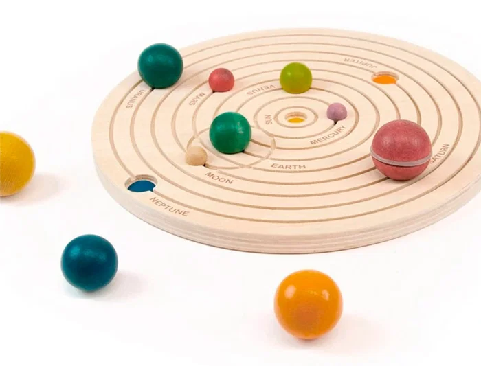 Andreutoys Juego Didáctico Sistema Solar 3D Madera Diámetro Sol Ø 4,5cm