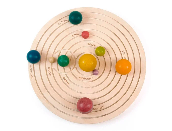 Andreutoys Juego Didáctico Sistema Solar 3D Madera Diámetro Sol Ø 4,5cm