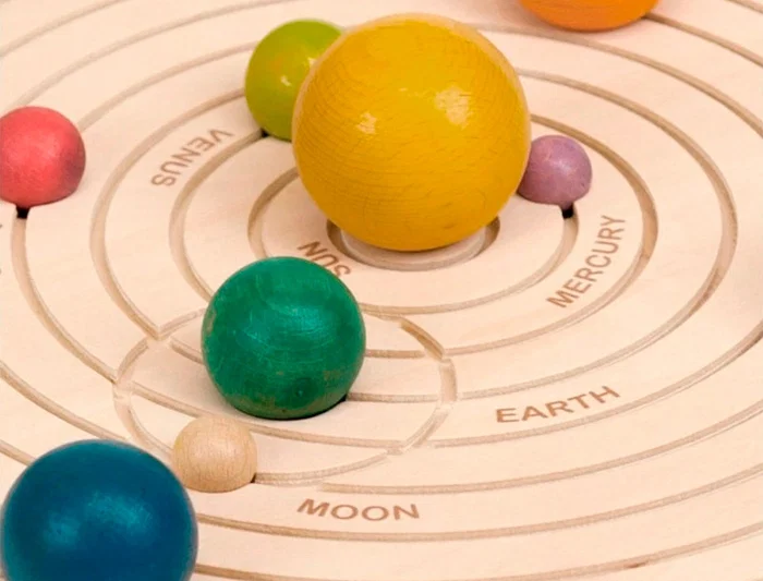 Andreutoys Juego Didáctico Sistema Solar 3D Madera Diámetro Sol Ø 4,5cm