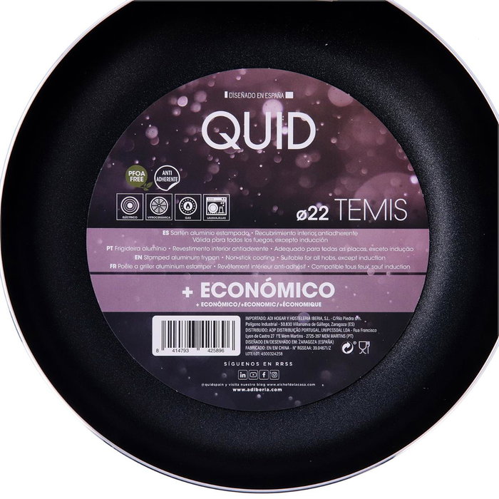 Sartén de Aluminio Estampado Temis Quid 22 cm (6 Unidades)