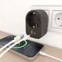 Aisens Regleta de Pared Multifunción ASPS-1A1C07-BK con 1 Toma y 2 USB