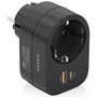 Aisens Regleta de Pared Multifunción ASPS-1A1C07-BK con 1 Toma y 2 Puertos USB Negro