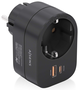 Aisens Regleta de Pared Multifunción ASPS-1A1C07-BK con 1 Toma y 2 Puertos USB Negro